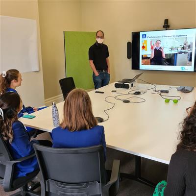 Students learning more about research conducted at the Bionics Institute