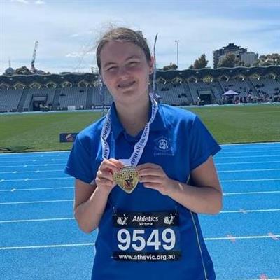 Harriet with one of her two medals