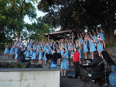 Rathfarnham students singing Christmas carols in the Glade