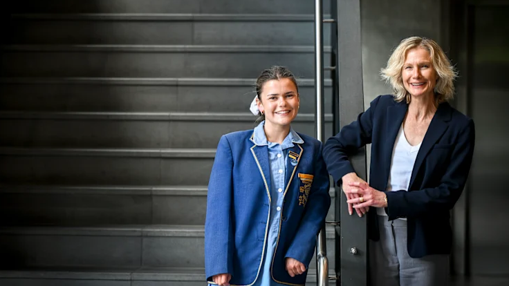 Student, Sophie Hill with Loreto Mandeville Hall Director of Teaching and Learning, Jill Fitzsimons. Eddie Jim